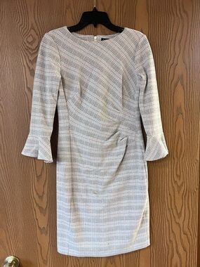 Lauren Ralph Lauren Cream Plaid Dress with Flounced Sleeves